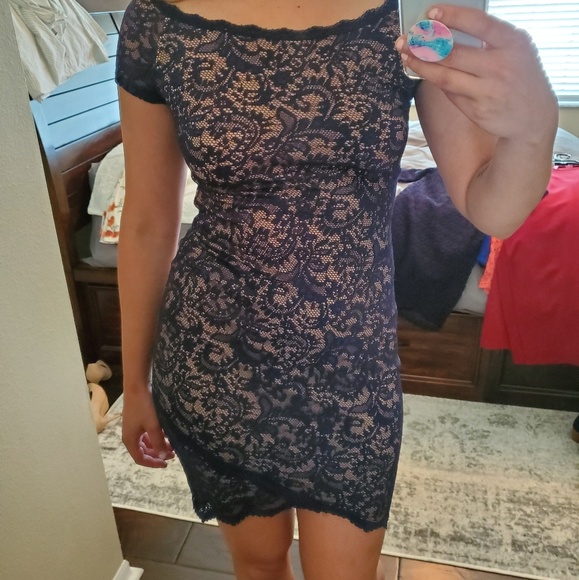 Navy Lace Dress - Picture 1 of 4